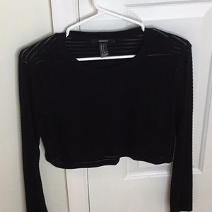 Cropped Sheer Striped Top